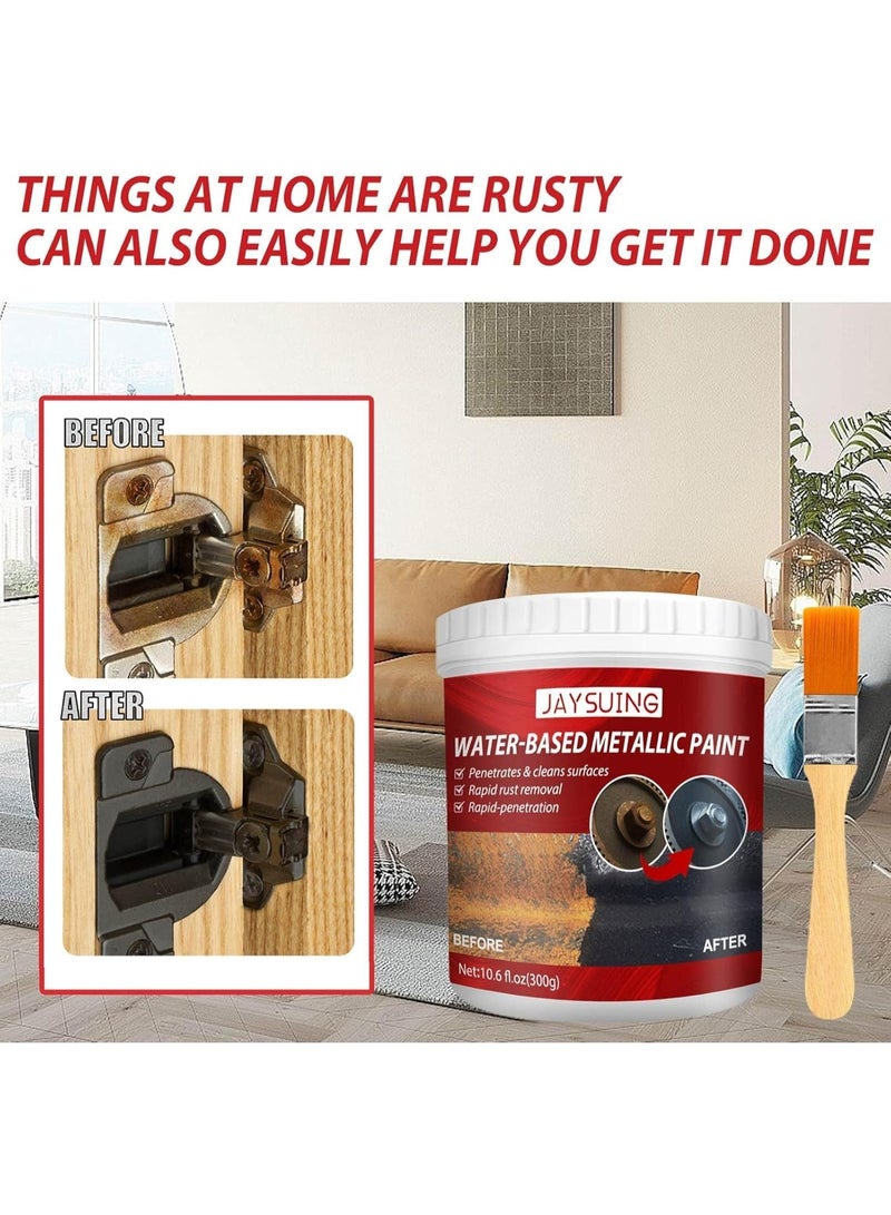 JAYSUING Water-Based Metallic Paint Rust Remover Coating Water-based metallic paint designed to remove rust, protect metal surfaces, prevent corrosion, provide long-lasting shine, easy brush application, fast drying, suitable for indoor and outdoor metal use. - Image 5